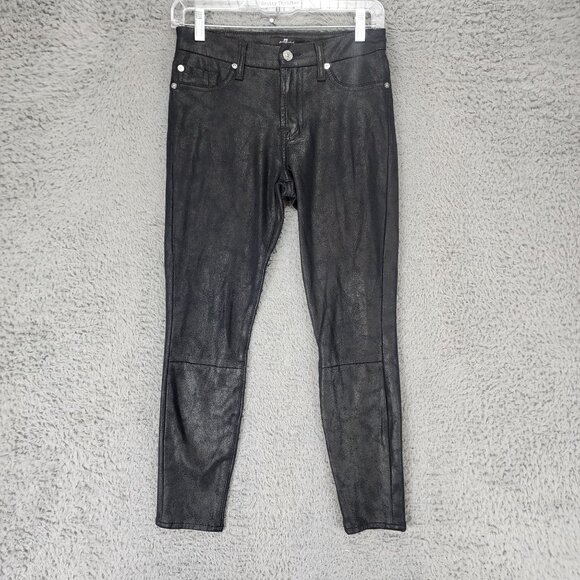 7 For All Mankind Denim - 7 For All Mankind Jeans Womens 26 Black Stretch Mid Rise Jeggings Leggings